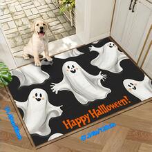 1 Stück interessante Halloween Dekoration, Geist-Kürbis-Fledermaus-Ahornblatt-Totenkopf Muster Willkommens-Fußmatte, moderne Cartoon kreative Elemente aus weichem Kunstfell - maschinenwaschbar - lustige thematische Feiertagsatmosphäre Eingangsteppich, geeignet für Eingang, Außen-, Innenbereich, Terrasse, Balkon, Jahreszeit-übergreifender Teppich, Halloween-Weihnachts-Heimdekoration - Verschiedenfarbig - Übersicht 14