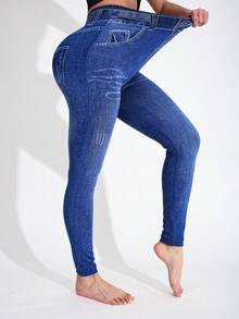 3 条装女式休闲纯色牛仔紧身裤，高弹力紧身裤，适合运动、健身、户外、度假，黑色、蓝色柔软舒适，无缝瑜伽裤，深蹲、平板支撑、跑步、徒步、露营、骑行，及踝长度 - 彩色 - 查看 3