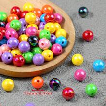 6/8/10/12/16mm Rainbow Acrylic Beads, Mixed Color Round Beads UV, Cracked Beads, Crackle Round Beads - Multiple Color Options, Round Hole Loose Beads Suitable For DIY Jewelry Making Bracelets Necklaces Or Craft Pen Decorations