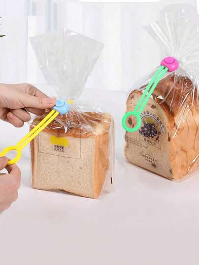 6Pcs Reusable Bag Ties, Colorful Food Sealing Clips, Adjustable Locking Bread Bag Cinch, Kitchen Gadgets For Snack Bags And Food Storage, Multipurpose Organizer, Perfect For Camping, Halloween Treat Bags, Christmas Stocking Stuffers.(Random Color)