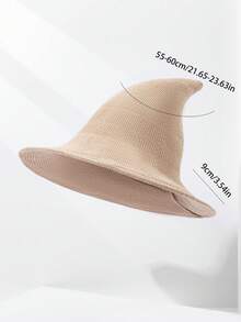 1件装欧美风针织巫婆帽万圣节巫师尖顶帽可折叠流行跨境款秋冬渔夫帽