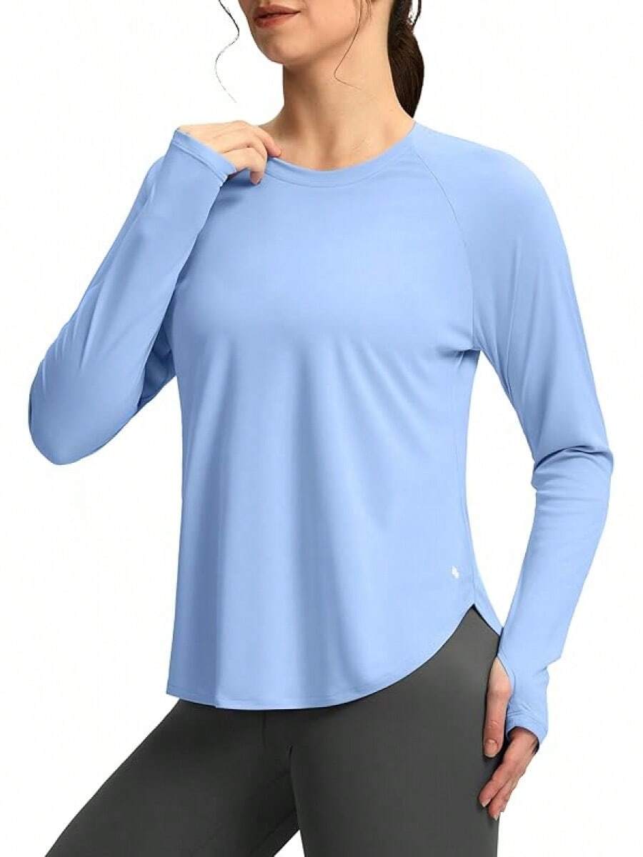 Womens Shirts UPF 50+ Lightweight Quick Dry Long Sleeve Workout Hiking Tops Outdoor - Snow Blue - View 1