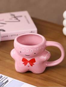 1pc 530ml Creative Simple Large Capacity Ceramic Mug, Minimalist Elegant Design Modern Style Cookie Couple Mug, Suitable For Home Use Espresso, Coffee, Water, Milk, Afternoon Tea, Office, Gift For Valentine's Day, Women's Day, Mother's Day, Friends Birthday Back To School