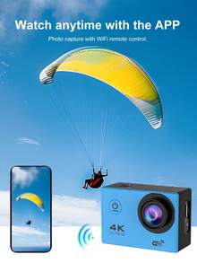 OURLIFE 4K 超高清运动相机带 Wifi，多色，400mAh，170 超广角，30FPS 视频 12Mp 照片，透明水下运动相机，防水防震，数码变焦，自动对焦，液晶显示屏，可充电电池，潜水骑行，非常适合户外探险，水下摄影 | 透明外壳 | 结构，相机 - 藍色 - 查看 7