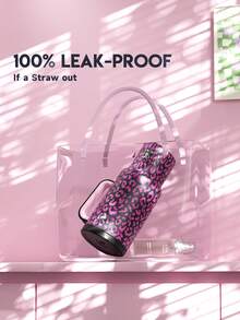 Meoky 40盎司带手柄吸管保温杯，真空隔热水瓶，带吸管盖，不锈钢旅行杯，100%防漏，保冷34小时或保热10小时 - 黑色 - 查看 4