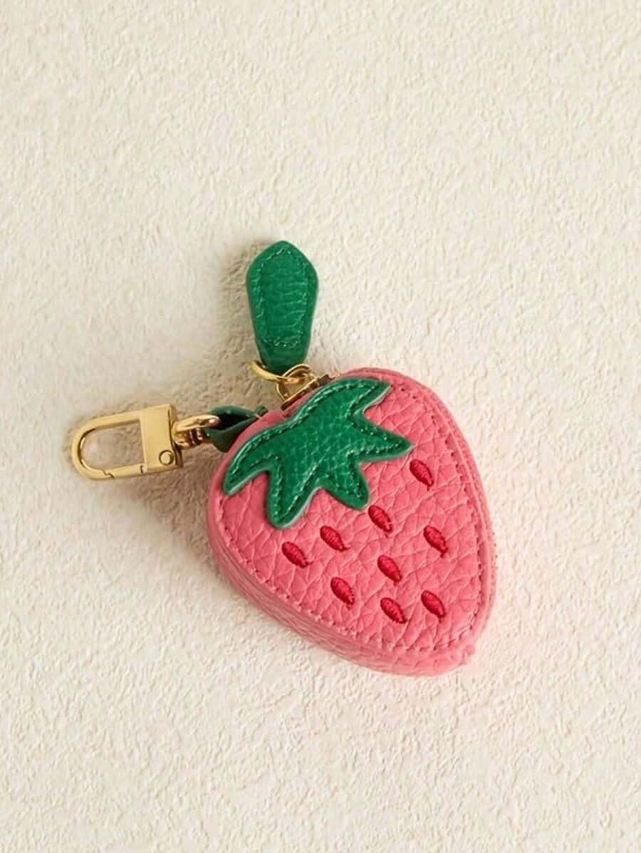Strawberry Coin Purse Keychain Fruit Charm 2025 New Money Pouch Fit For Airtag