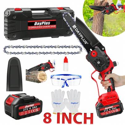 8-Inch Mini Chainsaw Brushless Electric Chainsaw For Hedges, Mini Electric Chainsaw Cordless Chainsaw With 4.0Ah Batteries, 2 Chains, Mini Chain Saw Cordless Tree Saw For Wood Cutting