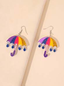 1Pair Cute Creative Acrylic Raindrop Umbrella Drop Earrings For Women Girl Accessories Jewelry