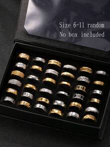 5/10/15/20pcs Stainless Steel Mixed Men's Ring Set, Assorted Styles, Suitable For Men's Daily Wear, Festivals, Dates, Gifts