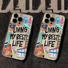 Funda de teléfono con etiqueta en inglés, compatible con Apple 17, 15 Pro Max, 14 Plus, 13, 12, 11, XS, XR, X, 7 y Series S21/S22/S23/S24/S25, A71, A51, A55 - Cobertura completa, diseño de moda, elegante, recortes precisos