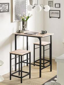 SoBuy OGT10-PF, Bar Set-1 Bar Table And 2 Stools, Home Kitchen Breakfast Bar Set Furniture Dining Set - Khaki - View 1
