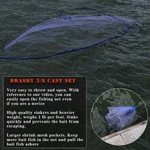 Saltwater Fishing Cast Net 3/8 And 1/4 Mesh With Heavy Duty Gray Sinker Monofilament Fish Throw Net Bait Trap 3FT 4FT 5FT 6FT 7FT 8FT 9FT Radius - 3/8 Mesh 1 Lb/Ft - View 11