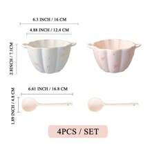 2pcs/4pcs Set Cute Ceramic Tableware, Underglaze Floral Bowl/Plate, Suitable For Students Back To School, Family Dining, Holiday Gifts, Decoration For Gatherings
