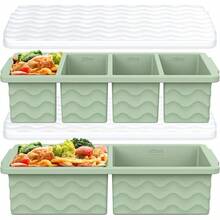 Silicone Freezer Molds For Soup With Lid, 1-Cup & 2-Cup Large Ice Cube Trays Food Storage Containers For Meal Prep, Freeze 250mL/125mL Portions – 2 Pack - 綠色 - 查看 2