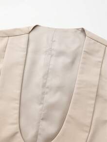 3pcs Men's Classic Polyester Suit Set, Non-Stretch Solid Color, Notch Lapel, Regular Fit, With Vest, Long Sleeve Jacket And Pants, Suitable For Work Style In All Seasons - Beige - View 5