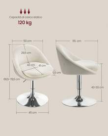VASAGLE Kitchen Chairs - White - View 6