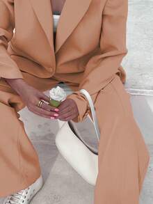 Women's Business Suit Two-Piece Set - Elegant Single Breasted Suit Paired With Slim Pants | Business Casual Office Suit And Daily Suit, Suits For Woman Set - 主粉紅色 - 查看 6