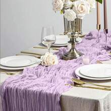 10 Pcs Light Purple Pleated Table Runner, Folding Tablecloth, Festive Birthday Decor Wedding Decor Holiday Home Decor Party Room Table Decoration Violet Table Cloth, Table Flag, Lilac Solid Color Table Cover, Birthday Decor Wedding Decor, 2025 New Year Decor, Party Favor, Babe Shower Party Decor - Purple - View 4