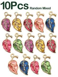 10Pcs Multicolor Alloy Leaf Pendant Colorful Leaf Charms For Jewelry Making Findings Crafting Accessory For DIY Necklace Bracelet - 10Pcs - View 12