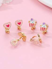 3 对/套锌合金独角兽、美人鱼和彩虹形夹式耳环，无需穿孔，适合日常佩戴的装饰配件