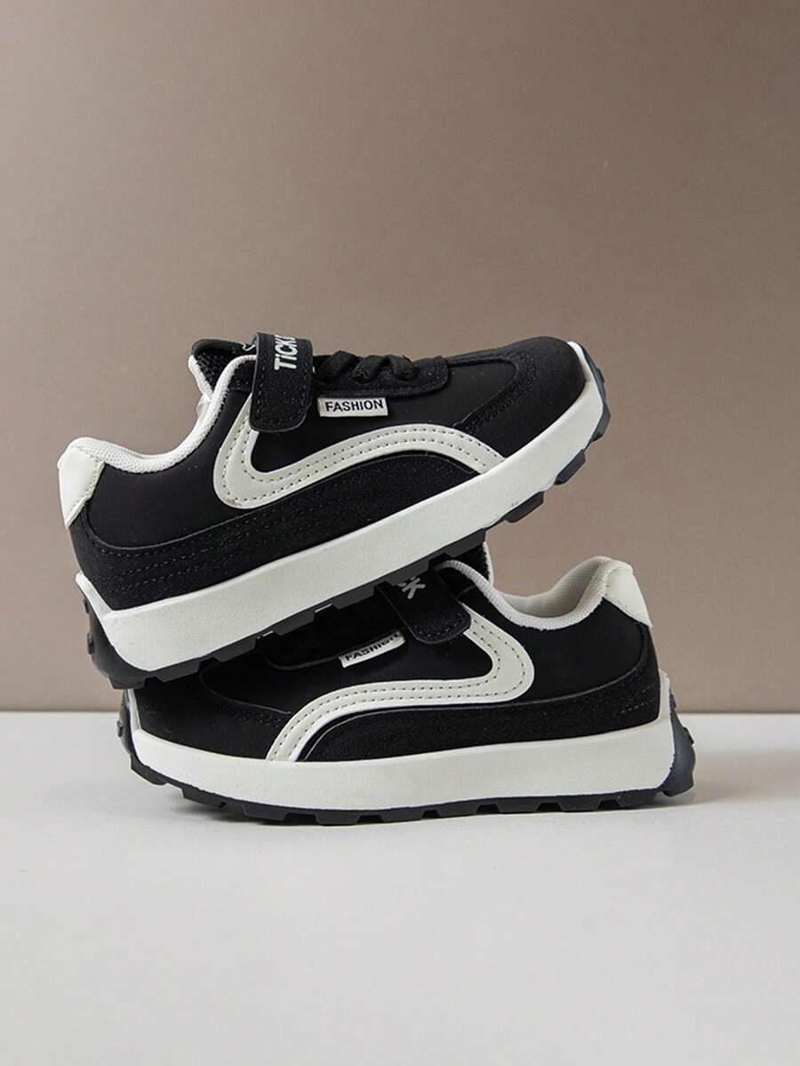 1双儿童运动鞋，2025年春秋季，男童休闲运动鞋，新款低帮女童白色休闲鞋，软底百搭运动鞋 - 黑色 - 查看 1