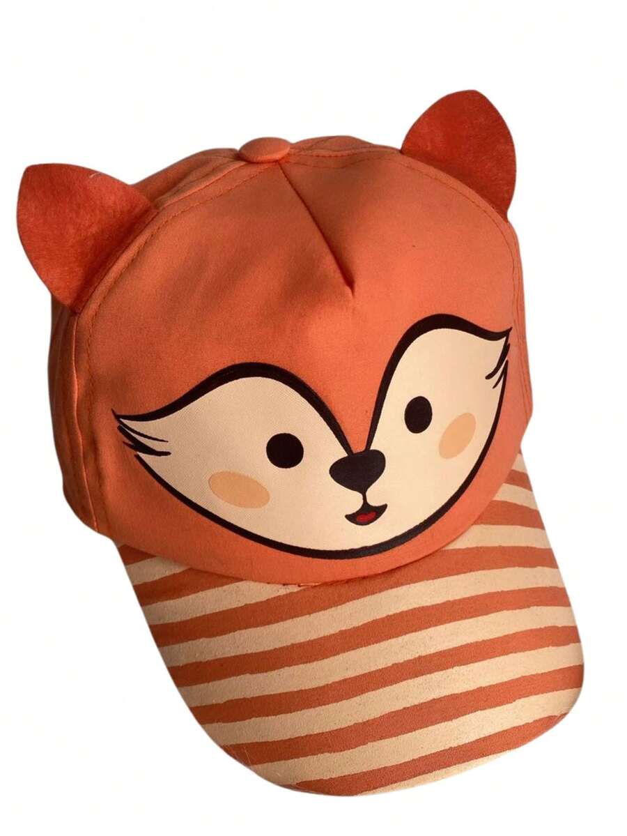 Boné Ajustável Infantil Bichinhos Bebê Menino E Menina Animal Zoo De 0 A 3 anos - Raposa Laranja - Visão 1