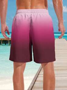 Quần short đi biển nam kiểu Hawaii in 3D, chất liệu thoáng mát - Nhanh khô, eo có dây rút, hoàn hảo cho những chuyến đi chơi mùa hè. - Màu tím - Xem 2