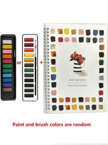 12-Color Watercolor Paint Set With Brush & Sketchbook, Watercolor Painting Art Supplies Kit, Watercolor Pad, School Essentials, Back To School Must-Have - Multicolor - View 18
