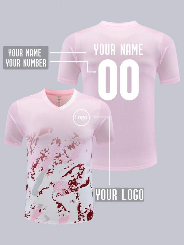 Customized Women's Football Jersey, Professional Printing Of Logo, Name And Number, Quick-Dry Breathable Sports Short Sleeve Suitable For Running, Football Match And Badminton