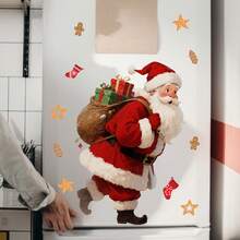 1pc Christmas Decoration Santa Claus & Reindeer "Merry Christmas" Wall Sticker, Creative Wall Art For Room, Living Room, Christmas Party Ideal Background, Essential For Christmas - Multicolor - View 4