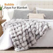 1 sztuka dużego koca na sofę z imitacji futra królika, pluszowy koc z miękkim i ciepłym sztucznym futrem w luksusowym stylu, odpowiedni na różne okazje, takie jak salony, sypialnie i sofy