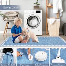 Waschbarer, moderner Teppich mit Bordüre, rutschfester Teppich mit niedrigem Flor, weicher, zeitgenössischer Überwurf, Bodenbelag, faltbarer Innenteppich für Wohnzimmer, Schlafzimmer, Kinderzimmer