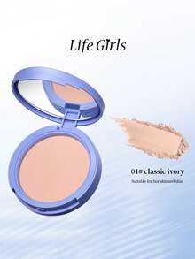 Life Girls 1 pieza Polvo compacto mate de control de aceite, de larga duración, sin manchas, ligero y transpirable, con borla, crea un aspecto de maquillaje natural, polvo portátil para retoques - Multicolor - Ver 14