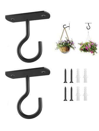 1 件天花板挂钩，用于悬挂植物，室内外花盆架，花盆壁钩，花篮，风铃，灯笼，灯，喂鸟器，家居装饰 - 2.5 英寸