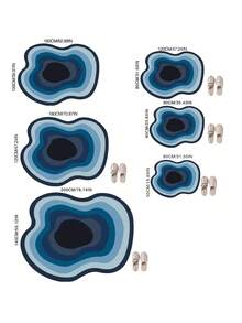 1pc Blue Ombre Geometric Design Area Rug, Abstract Creative Decorative Carpet For Living Room, Asymmetrical Shaped Plush Washable Rug For Home Decor, Autumn/Winter