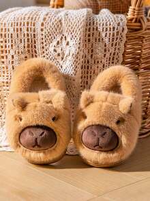 Winter New Cartoon Animal Children's Warm Shoes Indoor Anti Slip Plush Bag With Slippers