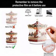 1/3 peças, Enfeite de mesa de acrílico em formato de carrossel do Papai Noel, Presente de Natal perfeito para casa e escritório, Placas e enfeites de mesa, Estilo boêmio, 2D, Decoração de Natal