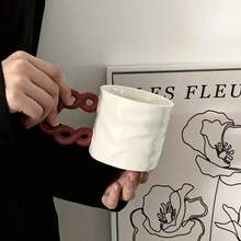 1pc Creative Ceramic Coffee Cup, Beautiful And Exquisite, Hand-Painted Craftsmanship, Mug, Coffee Cup, Breakfast Cup, Milk Cup, Office Water Cup, Home Tea Cup, Household, Kitchen And Restaurant Specific Insulated Hand Washing Cup, Suitable For Coffee, Tea, Hot Drinks, Afternoon Tea