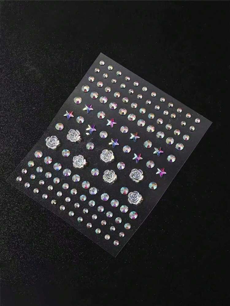 1pc Shiny Face Jewel Sticker With Face Decor - Multi-Color Rhinestone Temporary Tattoo Sticker, Suitable For DIY Makeup, Festivals, Parties And Performances - Multicolor - View 12