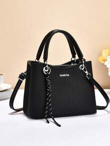 Geantă de mână minimalistă cu dungi, geantă tote la modă cu capacitate mare, geantă de umăr, geantă crossbody, pentru călătorii, cumpărături, geantă de mână elegantă nouă pentru femei cu pandantiv, geantă de umăr/crossbody de lux versatilă, casual, de mare capacitate