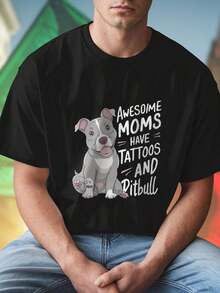 Tattooed Pitbull Mom Maglietta Uomo Casual Moda Estiva Idea Regalo Originale Amanti Cani Offerta Speciale Novità T Shirt Stile