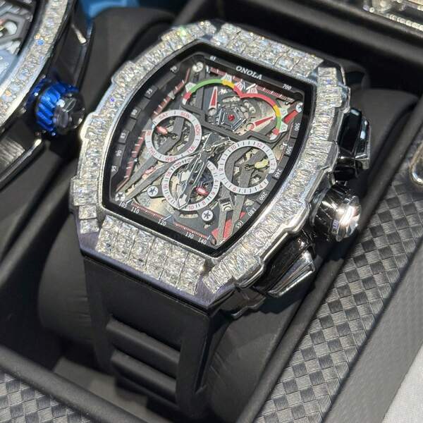 ONOLA ONOLA Mode Marke wasserdichte mechanische Uhr automatisches Uhrwerk Herren Luxus Uhr Herren Armbanduhren Diamant Uhr für Herren