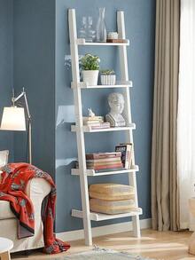 SoBuy Modern 5 Tiers Ladder Shelf Bookcase, Storage Display Shelving Wall Shelf, 189x56cm, White, FRG17-W