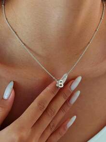 女士字母项链，精致银色泡泡字母项链，小巧A-Z字母吊坠项链，名字项链，个性化吊坠项链，可爱金色项链，圣诞饰品，女士珠宝 - 款式2 (銀色) - 查看 2