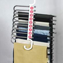 1件多功能可折叠裤架多层衣橱无缝裤子收纳架衣柜架防滑裤挂夹节省空间优质不锈钢可折叠魔术裤架 - 白色 - 查看 2