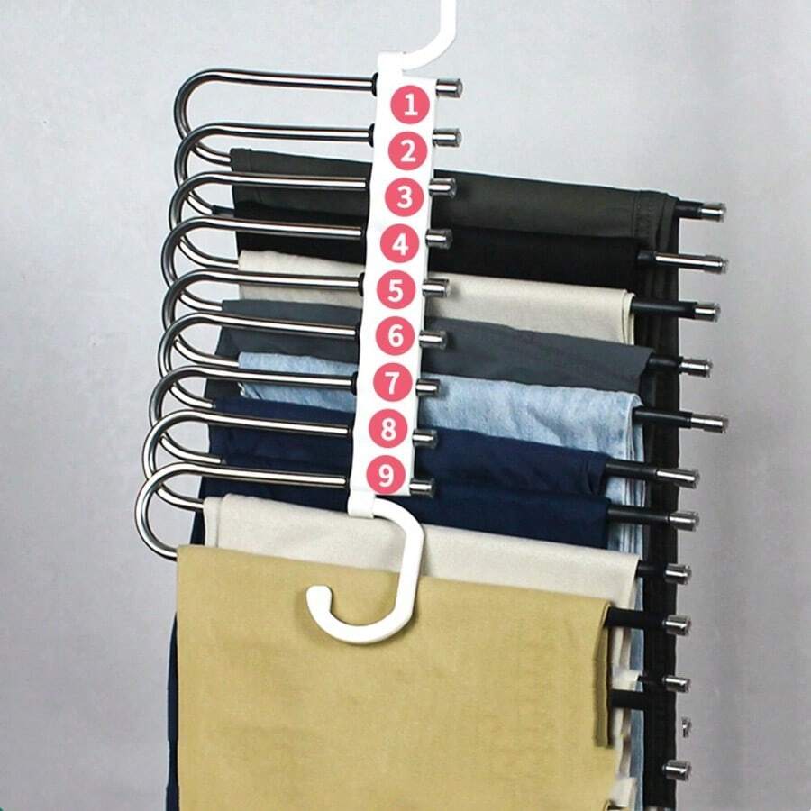 1件多功能可折叠裤架多层衣橱无缝裤子收纳架衣柜架防滑裤挂夹节省空间优质不锈钢可折叠魔术裤架