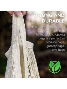 1pc Portable Reusable Grocery Bags, Fruit And Vegetable -Frien DIY Shopping Bag, Washable Mesh String Organizer, Shopping Handbag, Handle Net Tote For Vacation For Travel Storage Bag, Makeup Bag, Cosmetic Bag, Vacation Organizer, Large Capacity Makeup Organizer Makeup Case, For Lipstick, Brush, Skincare, Mobile Phone, Coin, Small Items, For Home, Gift, Vacation And Festival Halloween Christmas Multifunctional Use, Boho Vibes - 米色 - 查看 7