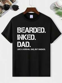 BEARED INKED DAD - Maglietta a maniche corte da uomo, comoda, elastica, estiva, casual, stile quotidiano, abbigliamento alla moda per adulti, uomini, donne, adolescenti e giovani