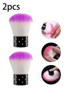 1/2/5支装指甲除尘刷、指甲刷、指甲清洁刷、蘑菇头刷、化妆刷、腮红粉刷、迷你小号 - 粉色 - 查看 17