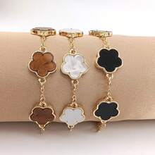 2 件经典黑白三叶草链条手链套装，生日礼物 - 彩色 - 查看 2